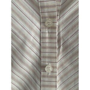 VTG Apostrophe Shirt Stripe Maroon White Gold 3/4 Sleeve Button Front Blouse Str